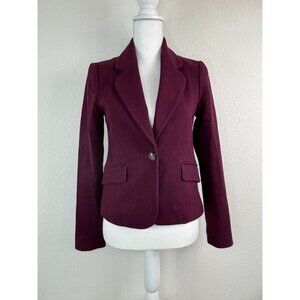 Cartonnier‎ Anthropologie women's 0 maroon long sleeve blazer one button knit